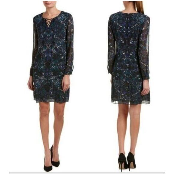 Cabi Women’s Noel dress blue green long sleeve Small - Picture 2 of 9